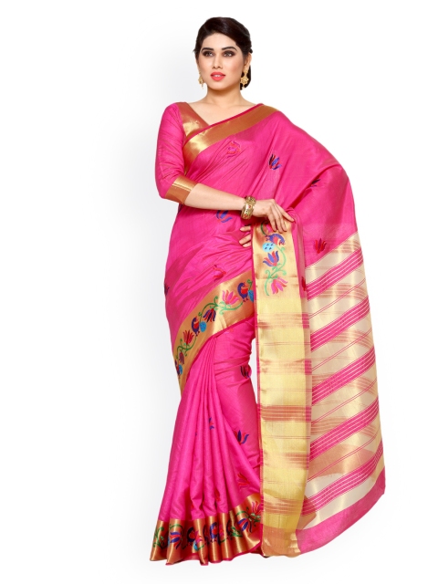 

MIMOSA By Kupinda Pink Art Silk Embroidered Kanjeevaram Saree