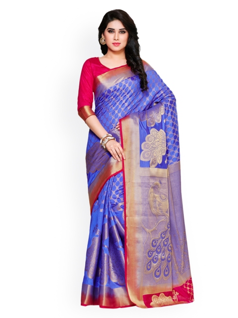 

MIMOSA Blue Art Silk Woven Design Kanjeevaram Saree