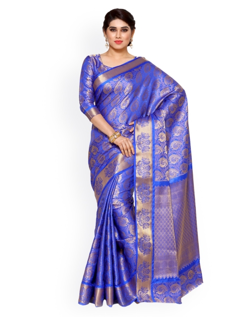 

MIMOSA Blue Art Silk Woven Design Kanjeevaram Saree