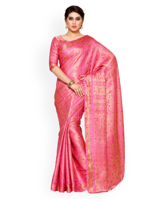 

MIMOSA Pink Art Silk Woven Design Kanjeevaram Saree