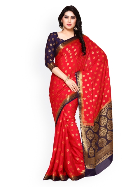 

MIMOSA Red Poly Crepe Woven Design Kanjeevaram Saree