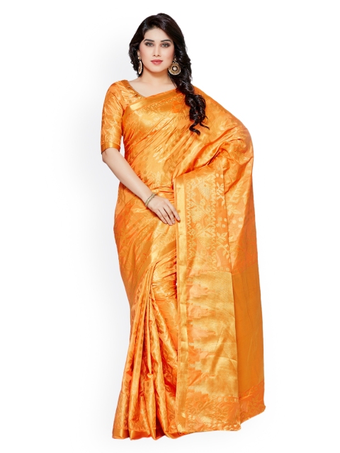 

MIMOSA Orange Art Silk Woven Design Kanjeevaram Saree