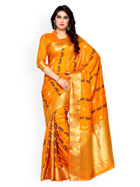 

MIMOSA Gold-Toned Art Silk Woven Design Kanjeevaram Saree