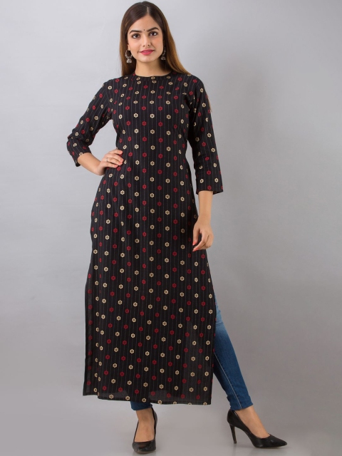 

PURSHOTTAM WALA Women Black Floral Printed Kurta