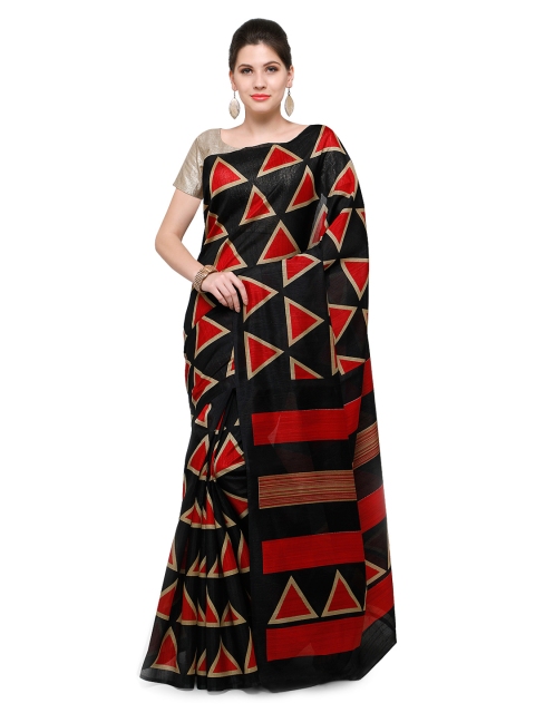 

Saree mall Black & Red Art Silk Printed Bhagalpuri Saree