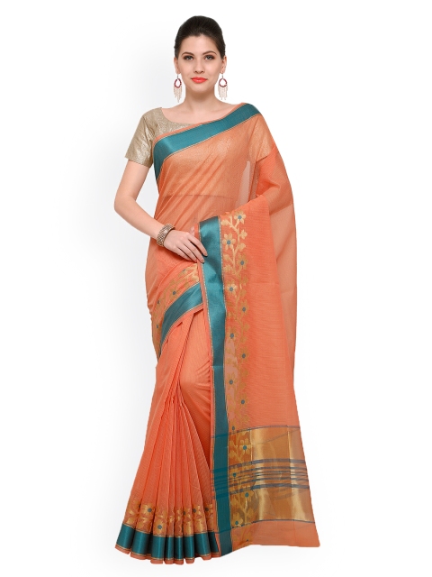 

Saree mall Peach-Coloured Art Silk Solid Banarasi Saree