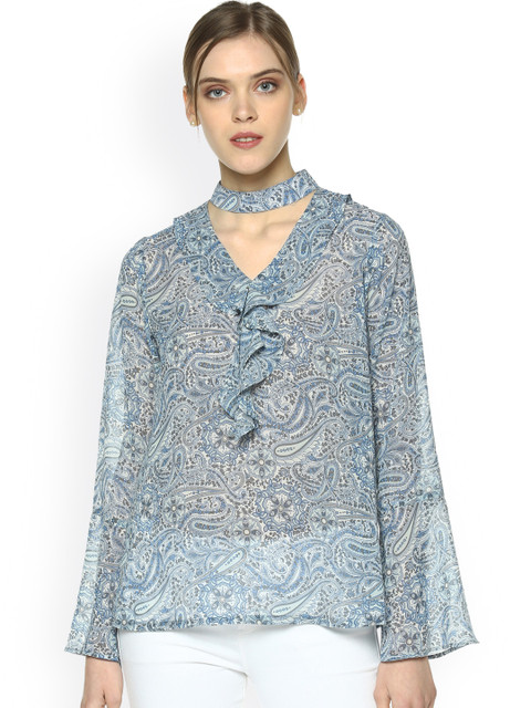 

Besiva Women Blue Printed Top