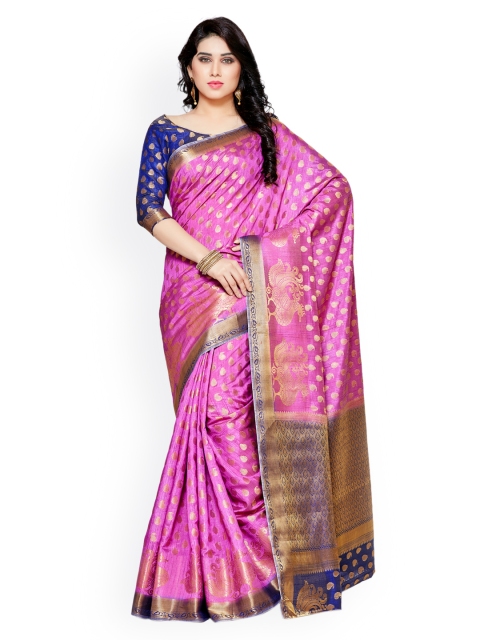 

MIMOSA Pink Art Silk Woven Design Kanjeevaram Saree