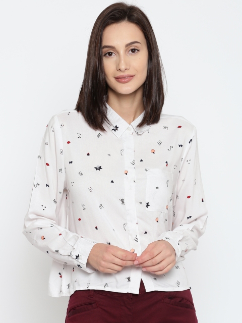 

Honey by Pantaloons Women White Regular Fit Printed Casual Shirt