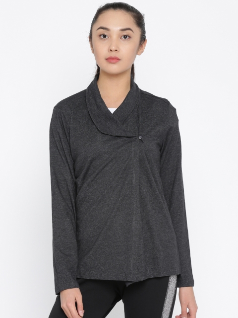 

Ajile by Pantaloons Charcoal Grey Solid Lapel Shrug