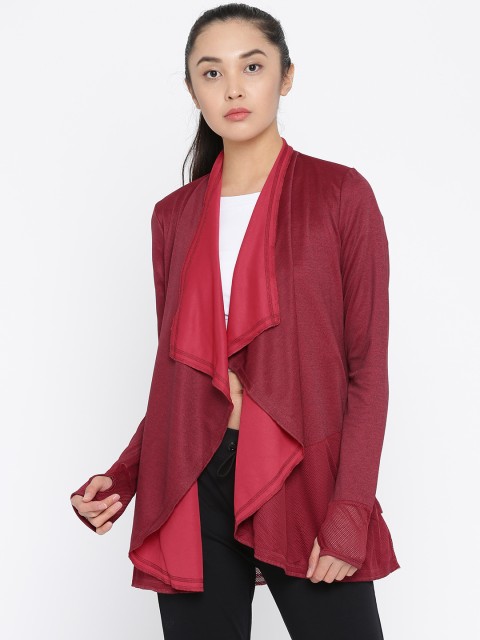 

Ajile by Pantaloons Maroon Solid Open Front Shrug
