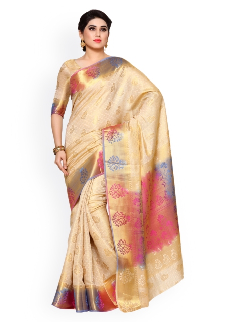

MIMOSA Beige Art Silk Woven Design Kanjeevaram Saree