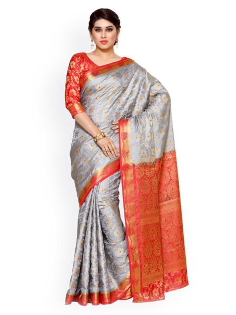 

MIMOSA Grey Art Silk Woven Design Kanjeevaram Saree