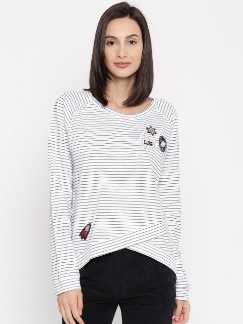 

Honey by Pantaloons Women White & Black Striped Sweatshirt