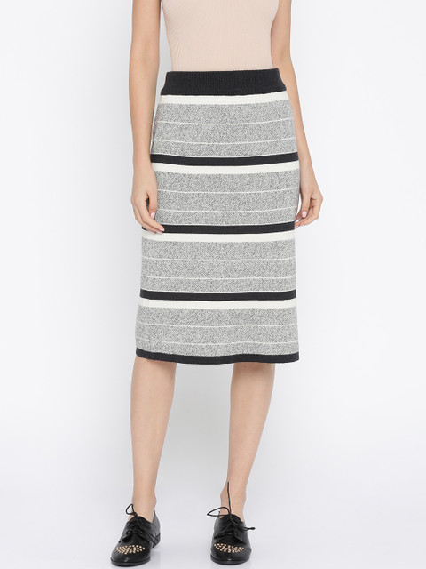 

Annabelle by Pantaloons Grey & Black Striped Pencil Skirt