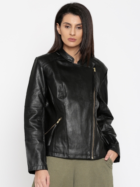

SF JEANS by Pantaloons Women Black Solid Biker Jacket