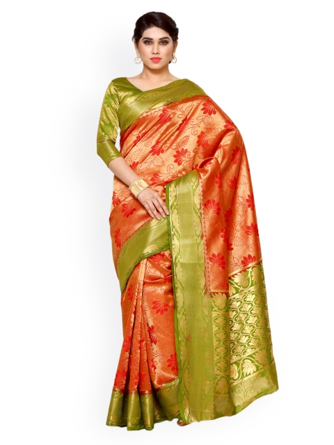 

MIMOSA Red & Green Art Silk Woven Design Kanjeevaram Saree