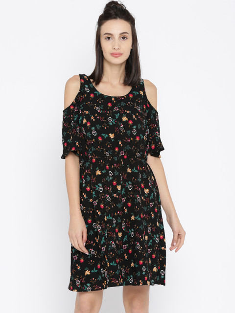 

Honey by Pantaloons Women Black Floral Print Fit & Flare Dress