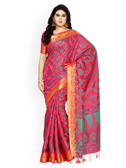 

MIMOSA Pink Art Silk Woven Design Kanjeevaram Saree