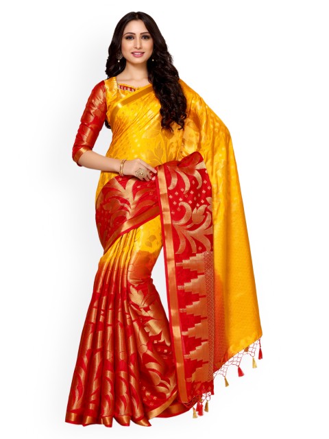 

MIMOSA Red Art Silk Woven Design Kanjeevaram Saree