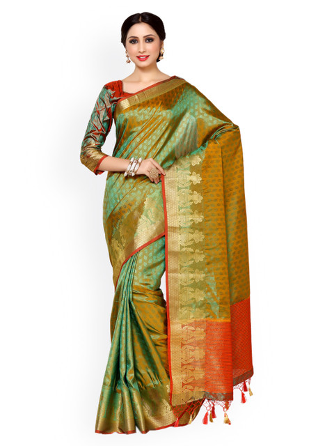 

MIMOSA Green Art Silk Woven Design Kanjeevaram Saree