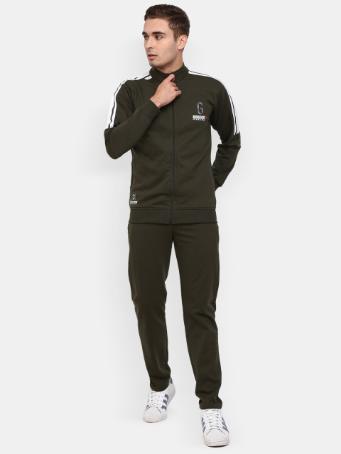 

V-Mart Men Olive Green Solid Cotton Tracksuits