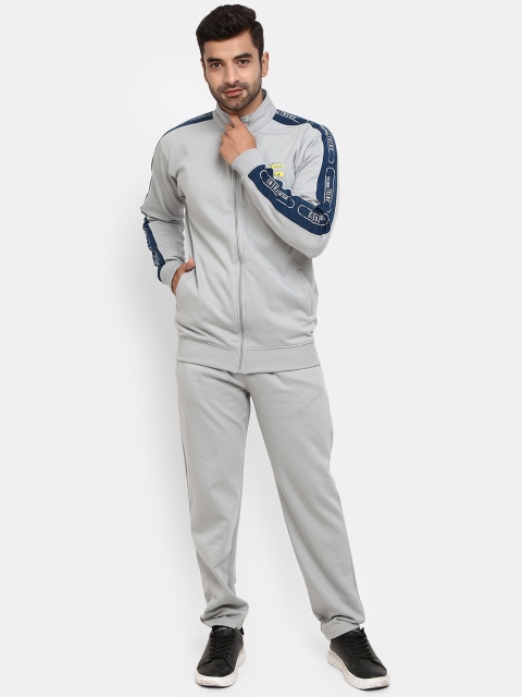 

V-Mart Men Light Grey Solid Cotton Tracksuit
