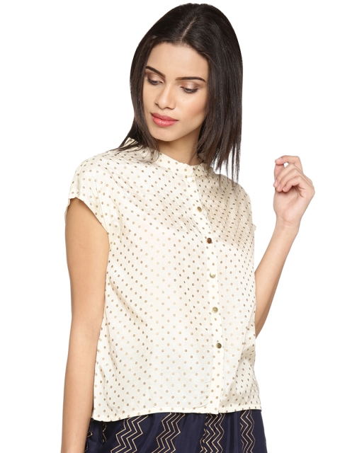 

AKKRITI BY PANTALOONS Women Cream-Coloured Printed Casual Shirt