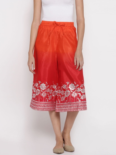 

AKKRITI BY PANTALOONS Women Orange & Red Regular Fit Printed Culottes