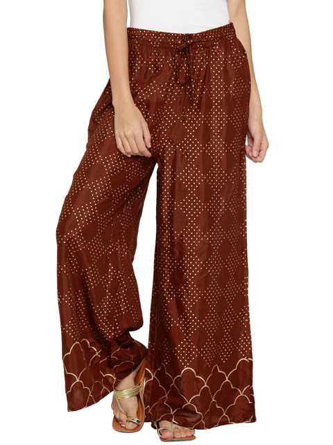 

AKKRITI BY PANTALOONS Women Brown Printed Palazzos