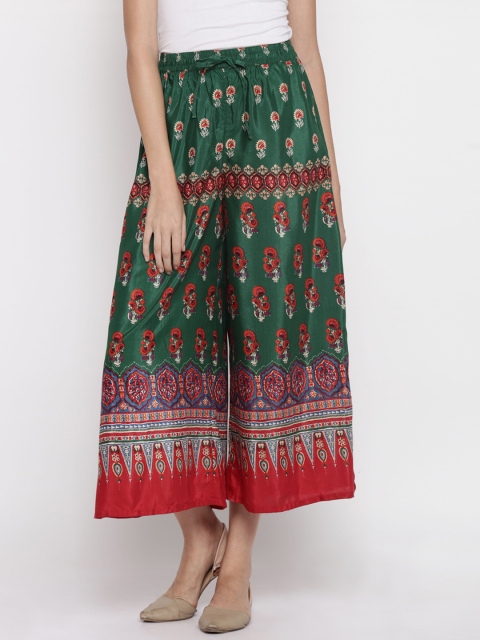

AKKRITI BY PANTALOONS Women Green & Red Printed Palazzos