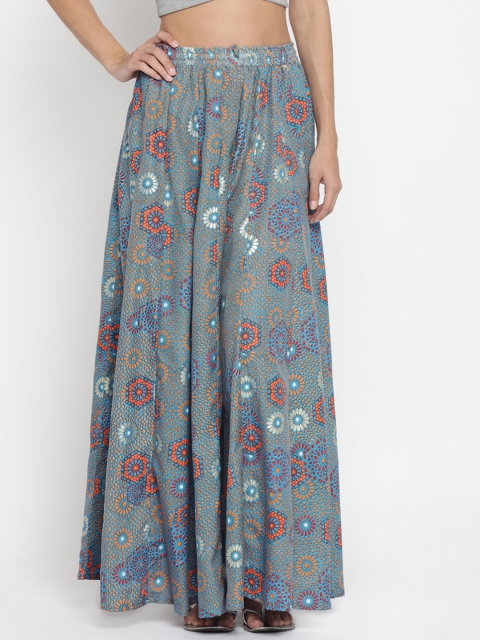 

AKKRITI BY PANTALOONS Blue Printed Maxi Skirt