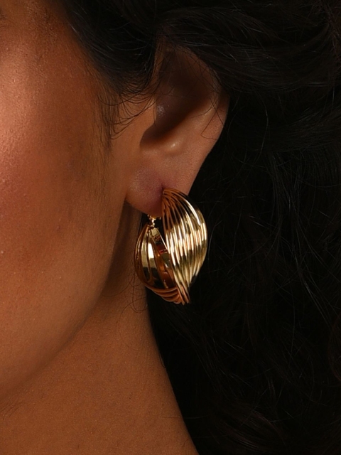 

SOHI Gold-Plated Contemporary Hoop Earrings