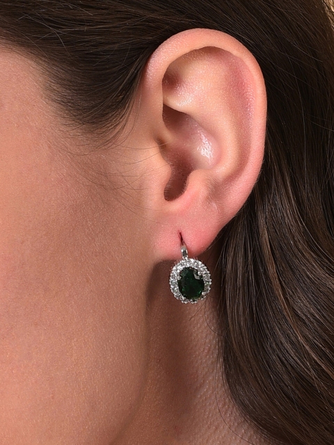 

SOHI Green & White Silver-Plated Contemporary Studs Earrings