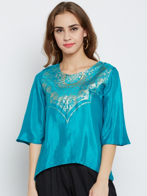

AKKRITI BY PANTALOONS Blue Printed Tunic