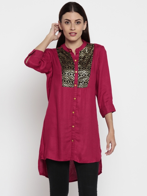 

AKKRITI BY PANTALOONS Magenta Printed Detail Tunic
