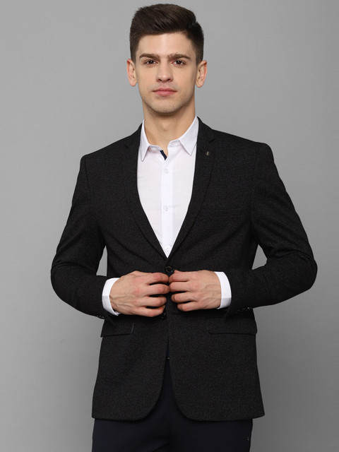 

Allen Solly Men Black Self-Design Slim-Fit Single-Breasted Formal Blazer