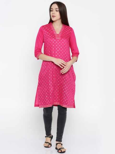 

RANGMANCH BY PANTALOONS Women Pink Printed Straight Kurta