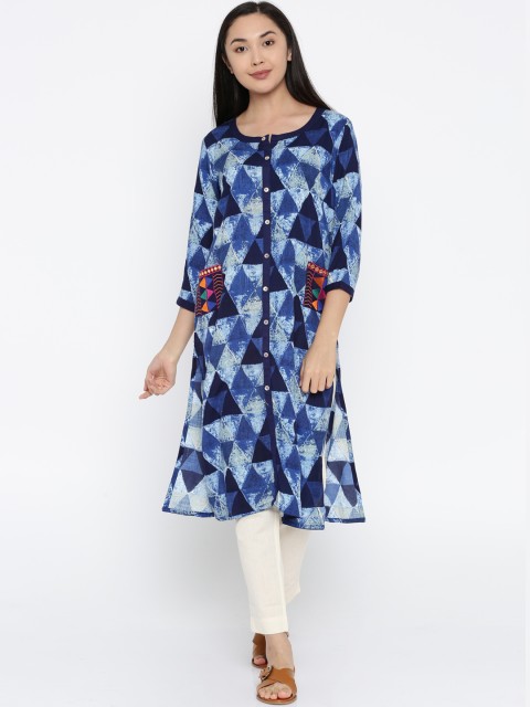 

RANGMANCH BY PANTALOONS Women Blue Printed A-Line Kurta