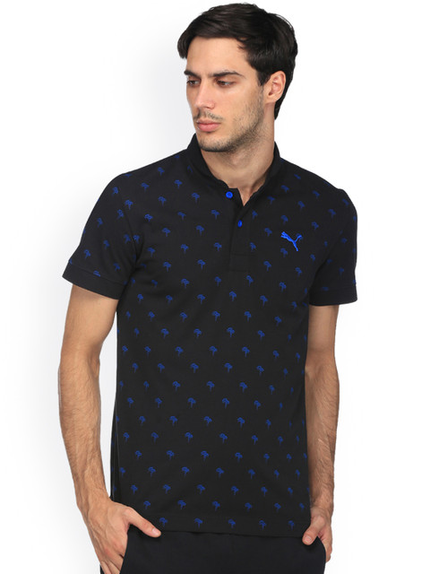 

Puma Men Black Printed Slim Fit AOP Polo T-shirt
