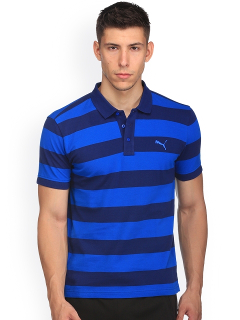 

Puma Men Blue ESS Striped Pique Slim Fit Polo T-shirt