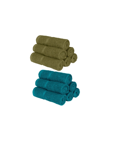 

Bedspun Set Of 12 Solid 350 GSM Hand Towels, Olive