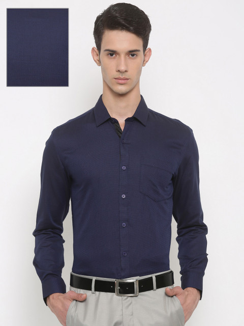 

John Miller Men Blue & Red Slim Fit Self-Design Formal Shirt