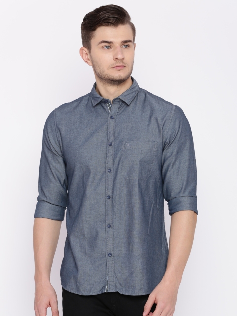 

John Miller Hangout Men Navy Slim Fit Solid Casual Shirt, Navy blue