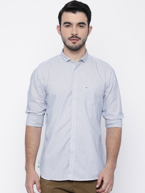 

Indigo Nation Men Blue & White Slim Fit Striped Casual Shirt