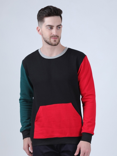 

PAUSE SPORT Men Black & Red Colourblocked Sweatshirt