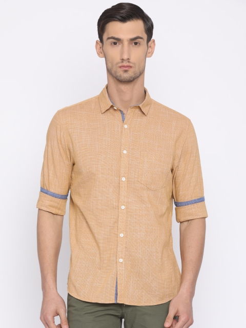 

John Miller Hangout Men Beige Slim Fit Self Design Casual Shirt