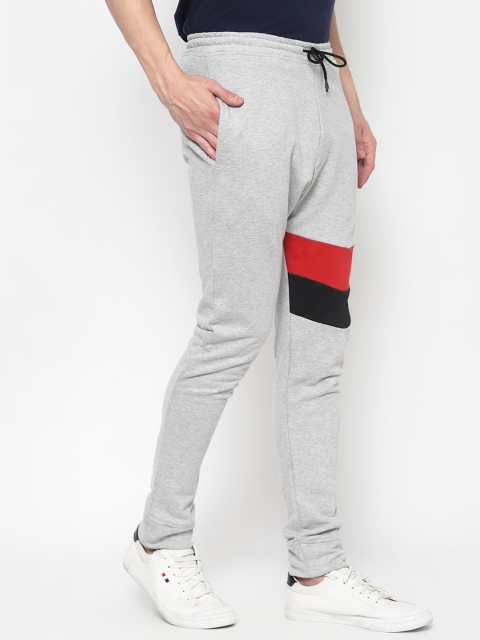 

PAUSE SPORT Men Grey Solid Slim-Fit Cotton Track Pants