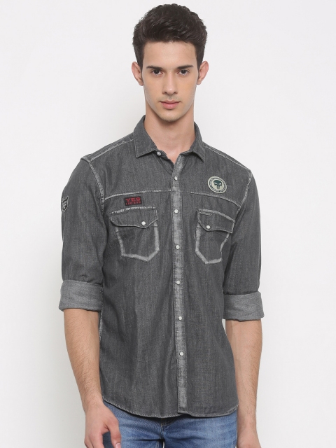 

Indigo Nation Street Men Grey Slim Fit Faded Denim Casual Shirt