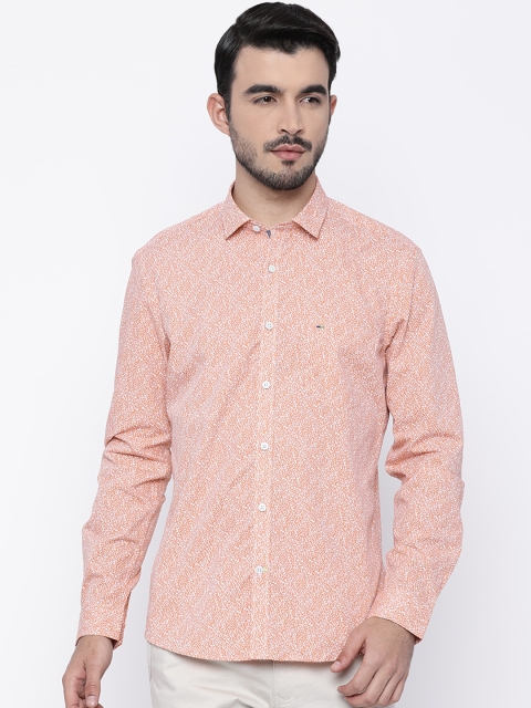 

Indigo Nation Men Orange & White Slim Fit Printed Casual Shirt